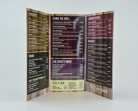 A4 Restaurant menu