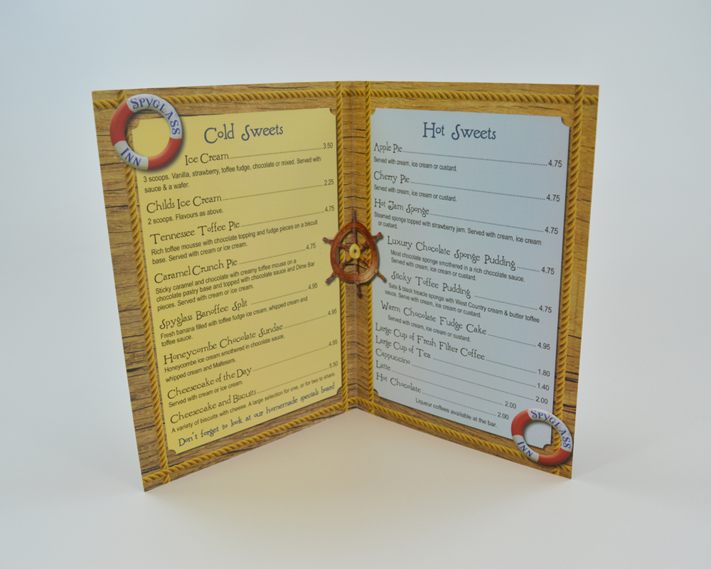 Restaurant menu